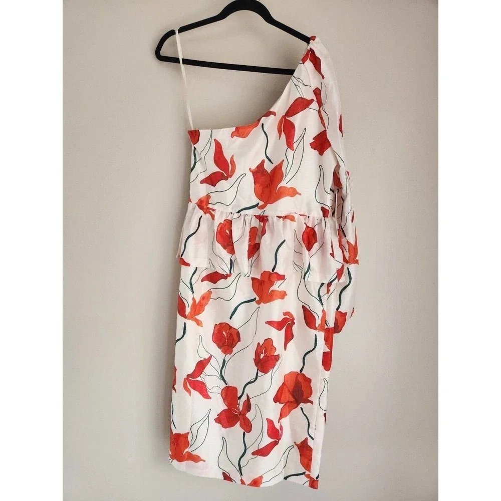 NWT Anthropologie Hutch One-Shoulder Floral Peplum Dress size 12 - Picture 2 of 11